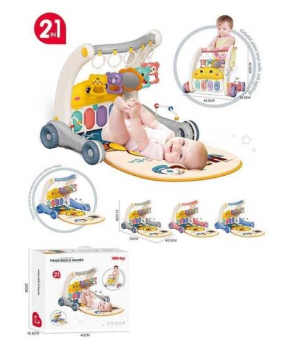 Ходунки-каталка 6049 (12) килимок, підсвічування, мелодії, пальчикові ігри, 4 брязкальця, дзеркальце,