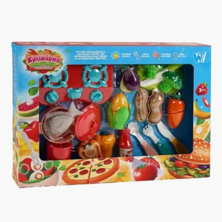 Набір продуктів “Кулінарна фантазія” 10385 (36/2) “Wtoys”, 24 елементи, овочі та фрукти, варильна поверхня, дошка для нарізання,