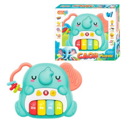Піаніно "Слон Мирон" 39049 (48) "WToys", ОЗВУЧУВАННЯ УКРАЇНСЬКОЮ МОВОЮ, 8 пісень, 8 скоромовок, 8 казок, цифри, підсвічування, в