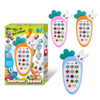 Телефон "Зайчик Звоня" 80650 (96) "WToys", 3 кольори, ОЗВУЧ УКР МОВОЮ, підсвічування, казки, пісні, скоромовки, в коробці, ВИДАЄТ