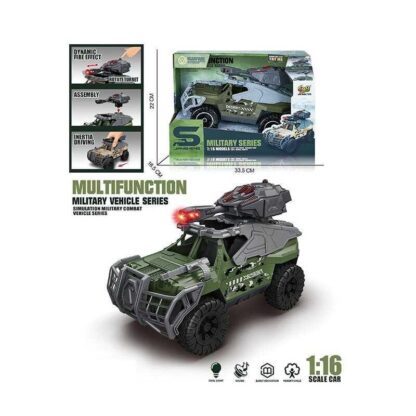 Машина JS 207 (24/2) автоматична вібрація дула, масштаб 1:16, підсвічування, інерція, на батарейках, рухома башта з тріскачкою, в