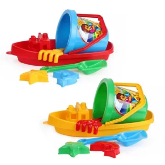Гр Пісочка "Кораблик" 3 2889 (12) "Technok Toys" відерце, граблі, лопатка, 2 пасочки, фігурка, 40 см, у сітці