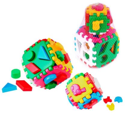 Гр Куб "Розумний малюк 1+1" 1899 (15)"Technok Toys" по 6 граней, тварини та геометричні фігури, 22 см, у сітці