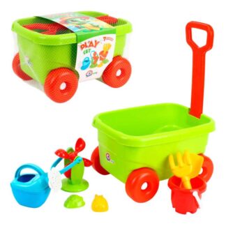 Гр Набір для гри з піском 1409 (2) "Technok Toys", візочок, граблі, лопатка, млин, лійка, 2 форми, в сітці