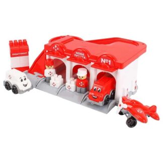 Гр Паркінг 8454 (3) "Technok Toys", 2 машинки, літак, фігурки, будівельні елементи, в коробці