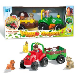 Трактор музичний 37586 (12/2) "WToys", ОЗВУЧ. УКРАЇНСЬКОЮ МОВОЮ, підсвічування фар, віршики, казки, пісні, назви і звуки тварин,