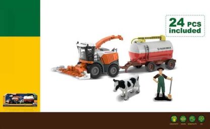 Комбайн 550-38 K (24/2) підсвічування, звуки транспорту, інерція, гумові колеса,фігурка людини й корови, цистерна від’єднується,