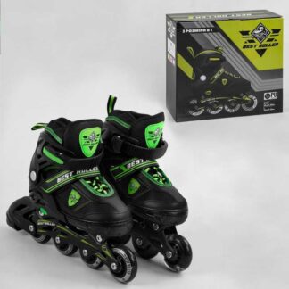 Ролики 10122-S Best Roller/розмір 31-34/ (6) ЗЕЛЕНІ, колеса PU, ПЕРЕДНЕЄ КОЛІСО ЗВЕТ, d коліс — 6.5 см, у коробці