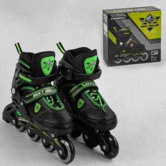 Ролики 30039-L Best Roller/розмір 39-42/ (6) ЗЕЛЕНІ, колеса PU, ПЕРЕДНІЄ КОЛІСО СВЕТ, d коліс — 7 см, у коробці