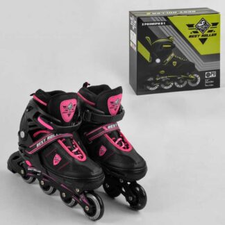 Ролики 50069-L Best Roller/розмір 39-42/ (6) РОСОВІ, колеса PU, ПЕРЕДНІЄ КОЛІСО ЗВЕТ, d коліс — 7 см, у коробці