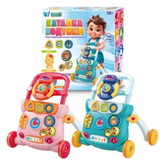 Каталка-ходунки 47256 (12) "WToys", 2 кольори, ОЗВУЧУВАННЯ УКРАЇНСЬКОЮ МОВОЮ, шестерні, геометричний сортер, іграшкове кермо, в к