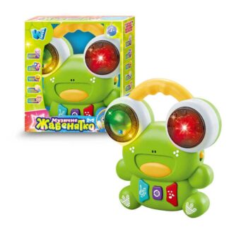 Музичне жабенятко 61653 (72) "WToys", ОЗВУЧУВАННЯ УКРАЇНСЬКОЮ МОВОЮ, 10 пісень, 10 казок, 10 скоромовок, підсвічування, барабан,
