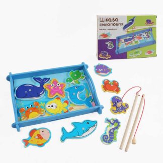 Магнітна риболовля 28538 (40) "WToys", дерев`яна, 2 вудочки, рибки, в коробці