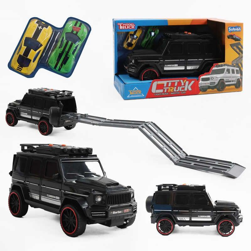 Джип музичний S 977-121 Штрих = 60266 ЧОРНИЙ, звук, світло, інерція, машинки в комплекті, в коробці