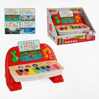 Піаніно 898-6097 (24) 2 кольори, мелодії, звуки тварин, листки із нотами, в коробці