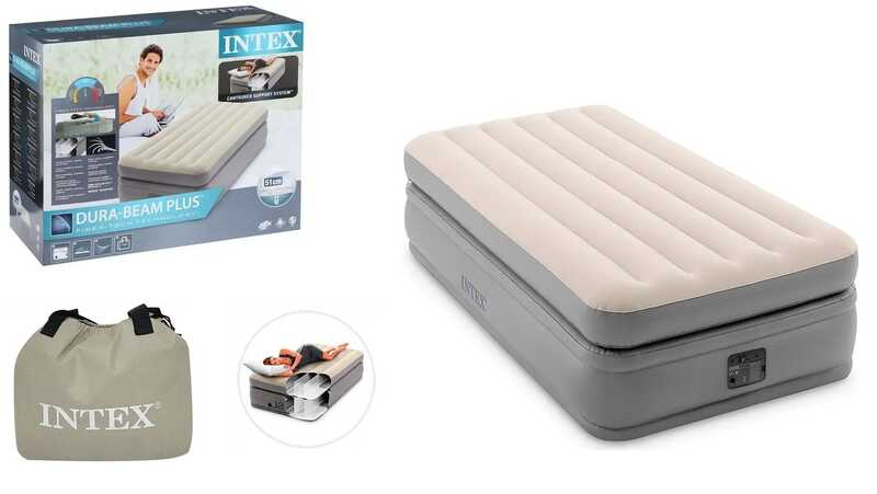 Intex Велюр матрац 64162 99х191х51 см, вбудований електронасос, односпальний