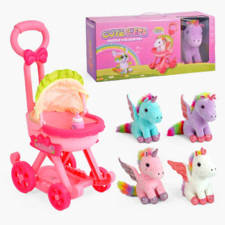 Єдиноріг з аксесуарами 933-31 E візочок, висота 23 см, пляшечка, в коробці