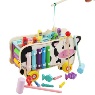 Ігровий центр C 74300 “Корівка”, дерев’яний, каталка, ксилофон, стукалка, магнітна риболовля, рах...