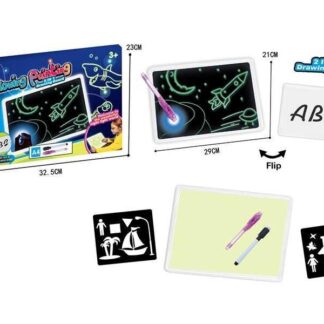 Дошка для малювання YM 993 "Малюй світлом", двостороння дошка, маркер “пиши-витирай”, ручка-ліхта...