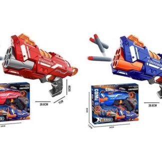 Пістолет 6336 A / 6336 B 2 кольори, стріляє м’якими патронами, механічний принцип роботи, 10 патр...