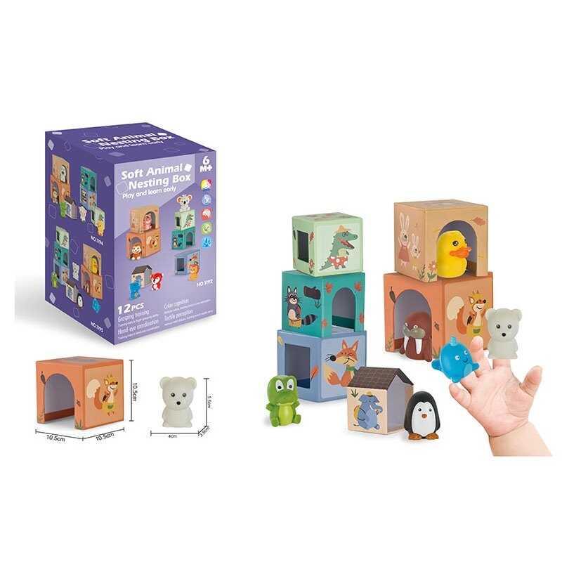 Розвиваюча гра 1195 6 тваринок, 6 кубиків, пальчиковий театр, в коробці