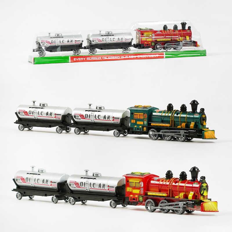 Потяг 538-2 Y 2 кольори, інерція, локомотив та два вагони, в слюді