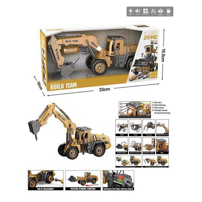 Спецтехніка YW 9102 A звуки, підсвічування, інерція, конструктор, викрутка, рухомі деталі, в коробці