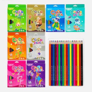Олівці C 61993 8 видів, 18 шт в упаковці, 18 кольорів, в коробці, ВИДАЄТЬСЯ ТІЛЬКИ МІКС ВИДІВ