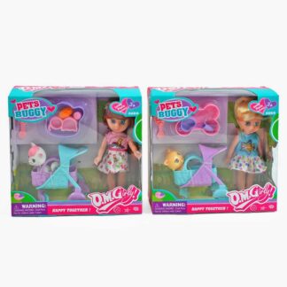 Лялька 64017 2 види, висота 17 см, улюбленець, візок, аксесуари, в коробці