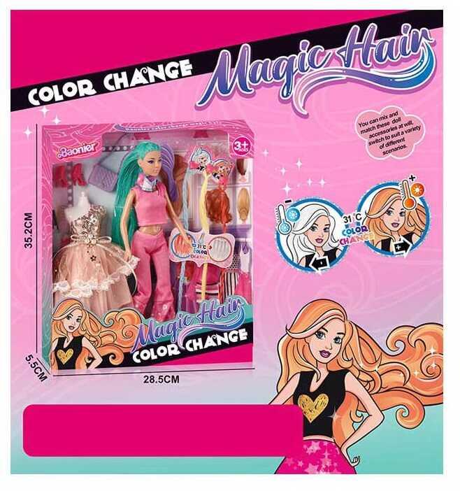 Лялька JJ 9914-2 W висота - 30 см, змінює колір волосся, 3 знімні прядки, шарнірні суглоби, гумов...