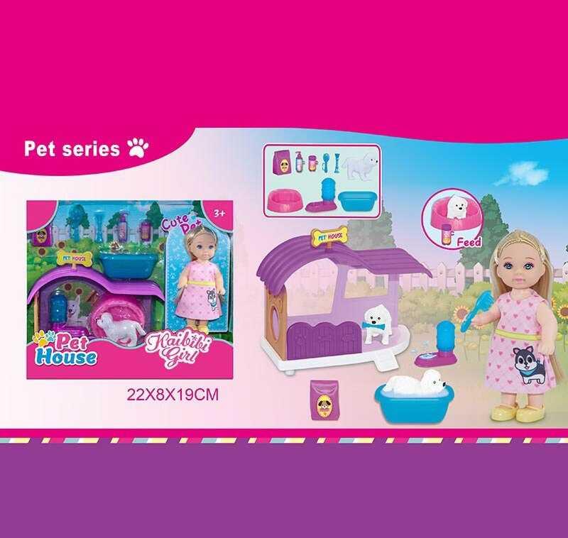 Лялька WG 617 12 см, улюбленець, аксесуари, будиночок для улюбленця, в коробці