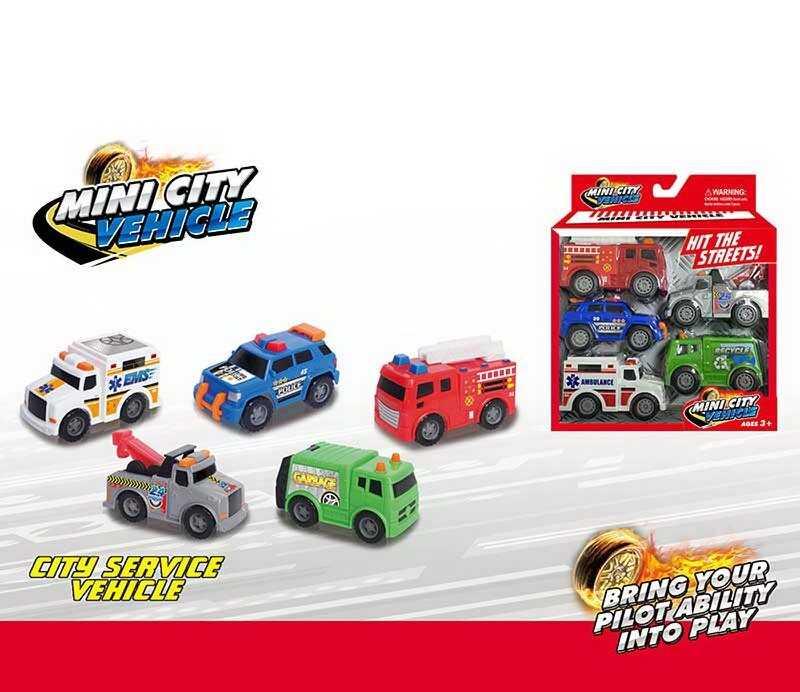 Набір машин MY 102 5 штук, пожежна машина, сміттєвоз, евакуатор, поліційна машина, швидка допомог...