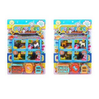 Набір тварин 878-75 A 2 види, 4 фігурки тварин, переноски, мисочки, корм, на листі