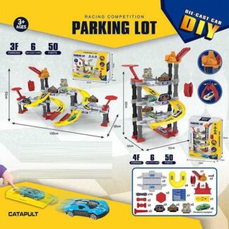 Трек 939-304 парковка, 50 елементів, механічний підйомник, катапульта, 6 металопластикових машин,...