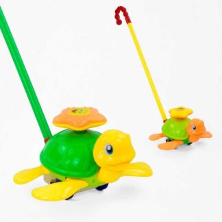 Каталка 0361 "Черепашка" на паличці рухає ніжками, з брязкальцем, 2 кольори, в пакеті