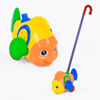 Каталка 0366 "Рибка" на паличці, з брязкальцем, рухає плавцями, в пакеті