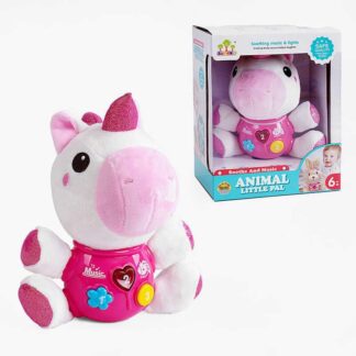 М`яка іграшка SL 88028 “Єдиноріг”, звук, підсвічування, мелодії, на батарейках, в коробці