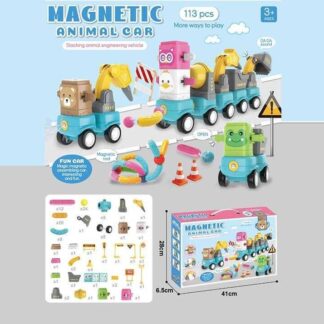 Магнітний конструктор 158-62 113 деталей, рухомі елементи, тріскачка, в коробці