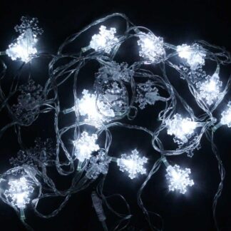 Гірлянда C 23455-101 (100) "Сніжинки", 28 лампочок, 5 метрів, біла, від мережі 220 В, в пакеті