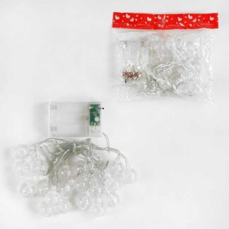 Гірлянда C 61487 "Снігові кульки", 20 лампочок, на батарейках, жовте світло, 2 режими, у пакеті