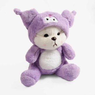 М’яка іграшка M 17942 “Ведмедик”, висота 33см, сидяча, пластикові очі, знімний капюшон