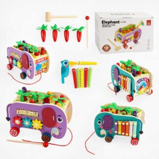 Ігровий центр C 68265 дерев’яний, каталка, ксилофон, шестерні, пальчикові гра, годинник, стукалка...