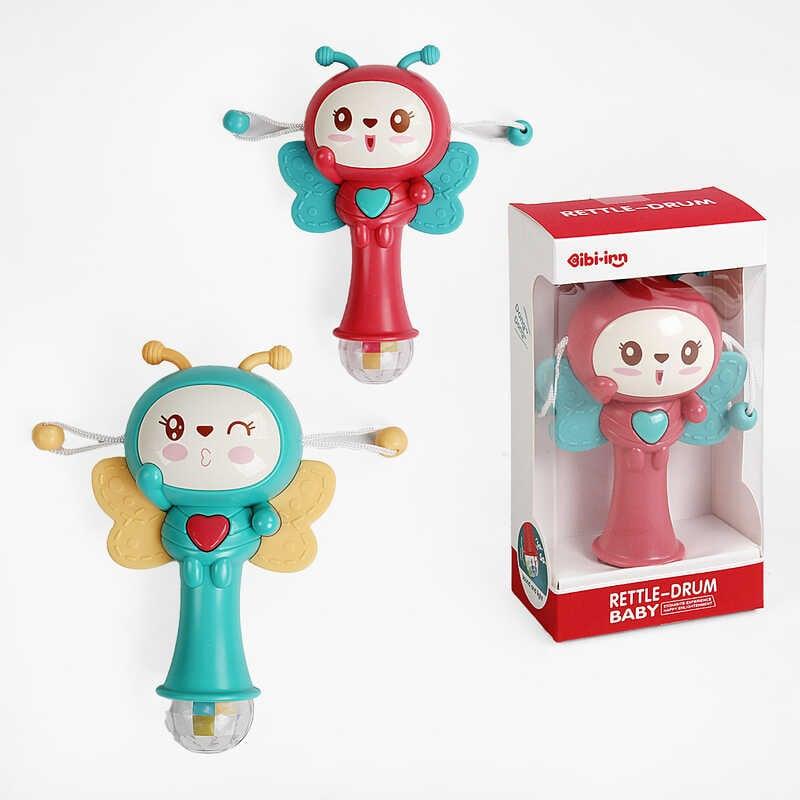 Брязкальце 698-75 "Бджілка", 2 кольори, 3D підсвічування, звуки, мелодії, прорізувачі, в коробці