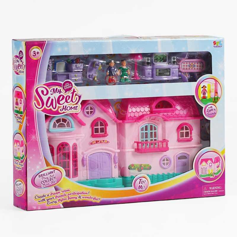 Будиночок 16526 D 2 поверхи, 2 фігурки персонажів, меблі, світло, звук, на батарейках, в коробці