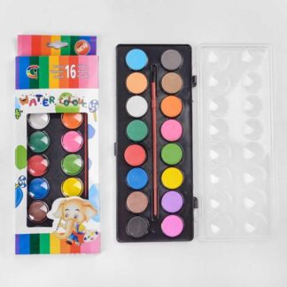 Акварельні фарби С 37142 палітра 16 кольорів, пензлик в наборі