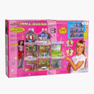 Будиночок для ляльок 6992 3 поверхи, світло, меблі , в коробці