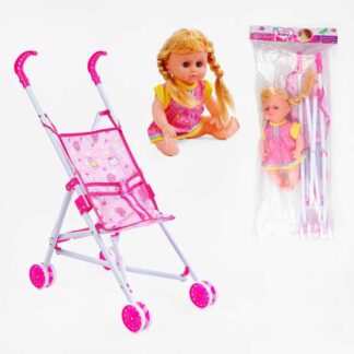 Візок з лялькою LA 66-1 лялька плаче, сміється, заплющує очі, висота 31 см, в пакеті