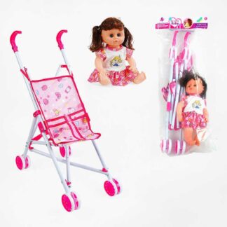 Візок з лялькою LA 66-2 лялька плаче, сміється, заплющує очі, висота 31 см, в пакеті