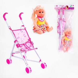 Візок з лялькою LA 66-3 лялька плаче, сміється, заплющує очі, висота 31 см, в пакеті
