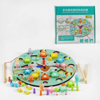 Годинник дерев`яний С 62350 7 ігор, магнітна риболовля, сортер геометричний, за кольорами, настіл...